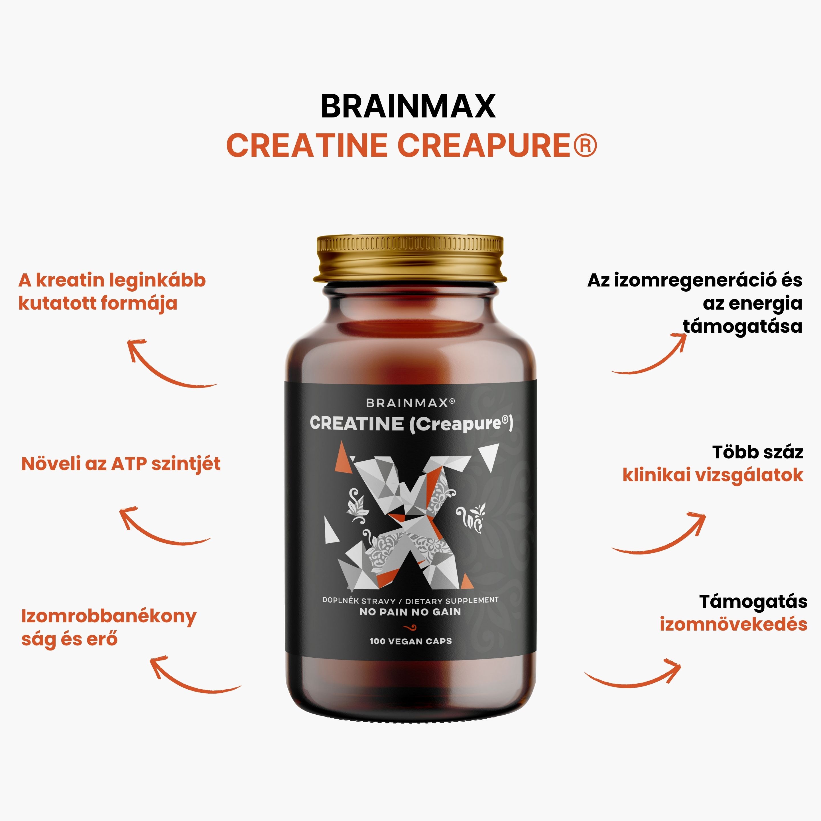 (Maďarština) BrainMax Creatine Creapure® kapsle - 8595726807658